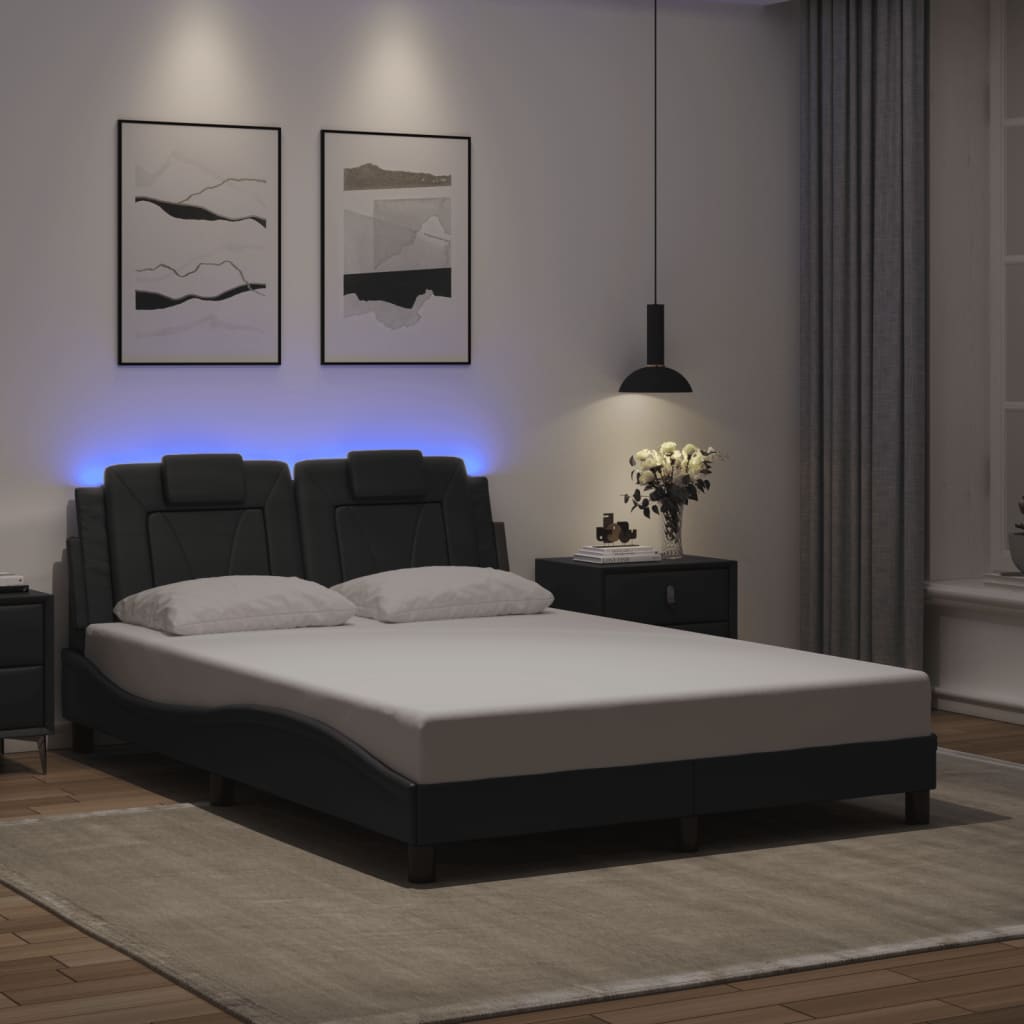 JUNG Vida Bettgestell "Viana" mit LED ohne Matratze Grau 140x200 cm