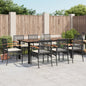 JUNG Vida 9-tlg. Garten-Essgruppe mit Kissen Schwarz Poly Rattan