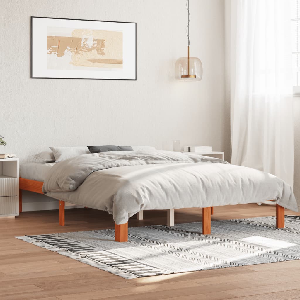 JUNG Vida Massivholzbett ohne Matratze Wachsbraun 120x190 cm Kiefernholz