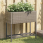 JUNG Vida Hochbeete mit Ablage 2 Stk. Grau 70x28x70 cm Poly Rattan