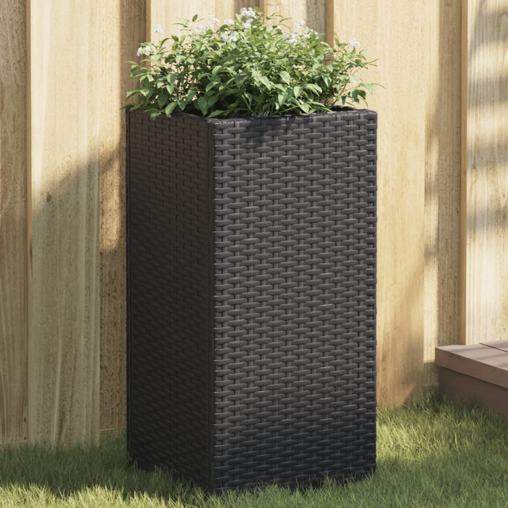 JUNG Vida Pflanzkübel 2 Stk. Schwarz 30x30x60 cm Poly Rattan
