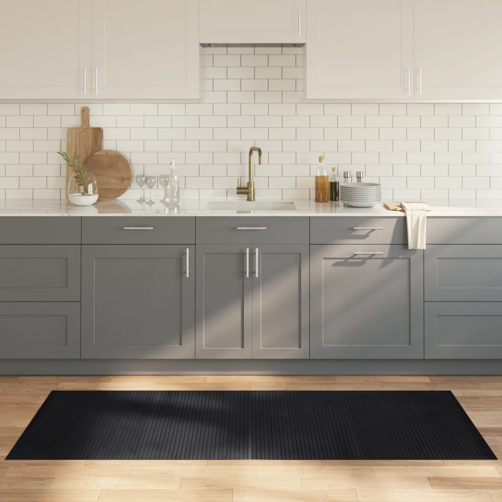 JUNG Vida Teppich Rechteckig Schwarz 80x200 cm Bambus