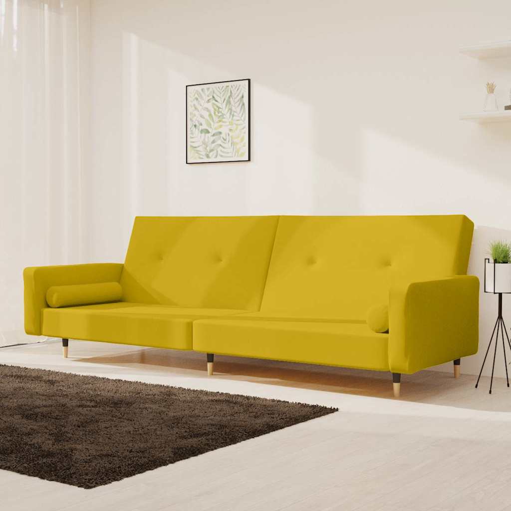 JUNG Vida Schlafsofa 2-Sitzer mit 2 Kissen Gelb Samt