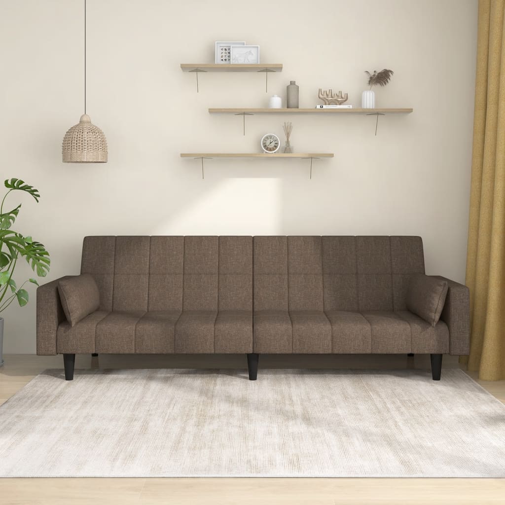 JUNG Vida Schlafsofa 2-Sitzer mit 2 Kissen Taupe Stoff