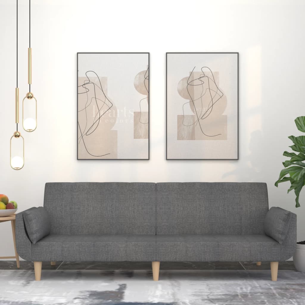 JUNG Vida Schlafsofa 2-Sitzer mit 2 Kissen Hellgrau Stoff