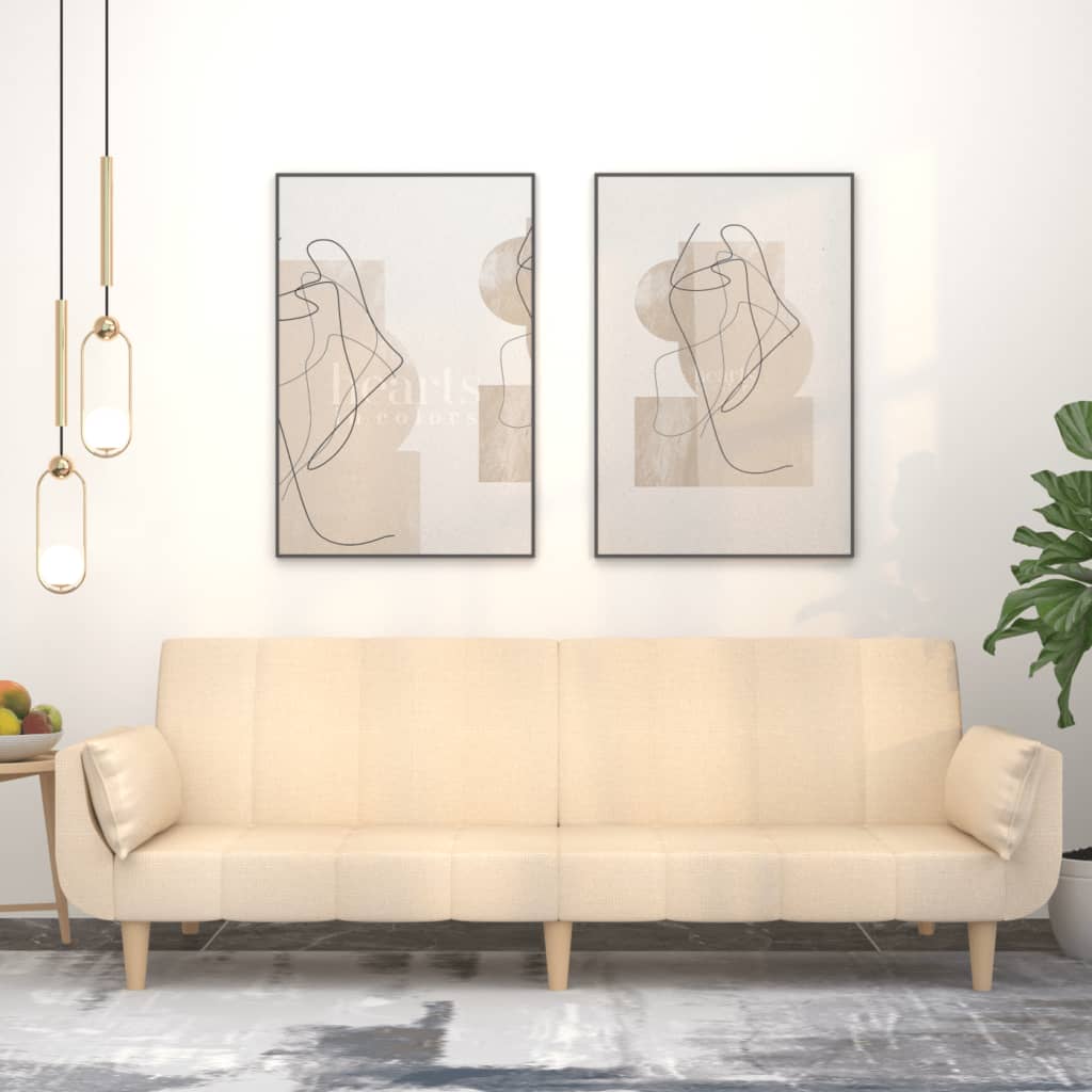 JUNG Vida Schlafsofa 2-Sitzer mit 2 Kissen Creme Stoff