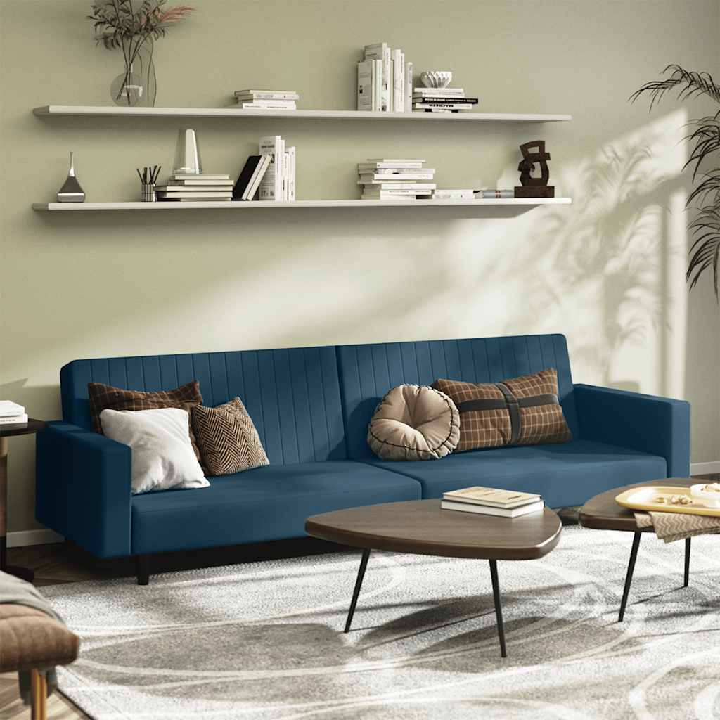 JUNG Vida Schlafsofa 2-Sitzer Blau Samt