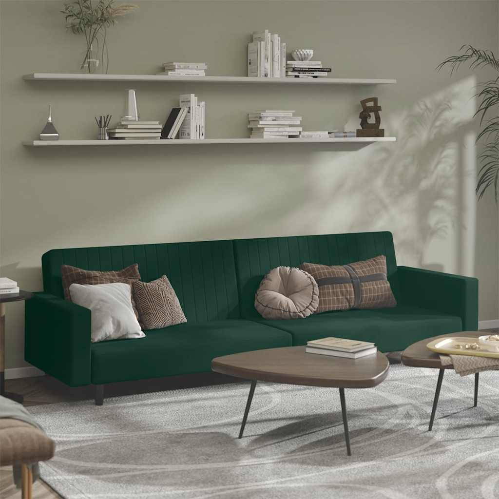 JUNG Vida Schlafsofa 2-Sitzer Dunkelgrün Samt