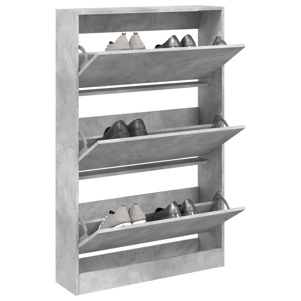 JUNG Vida Schuhschrank Betongrau 80x21x125,5 cm Holzwerkstoff