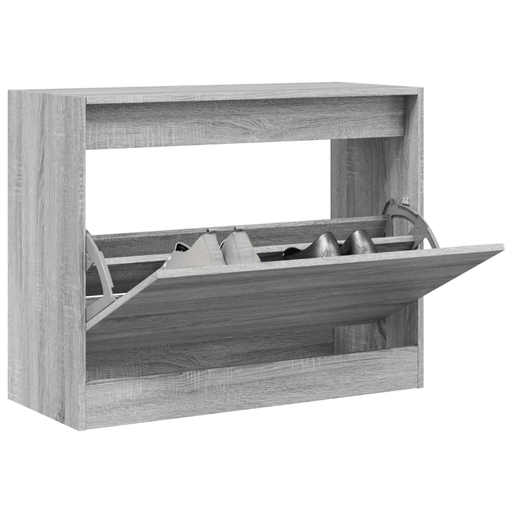 JUNG Vida Schuhschrank Grau Sonoma 80x34x63 cm Holzwerkstoff