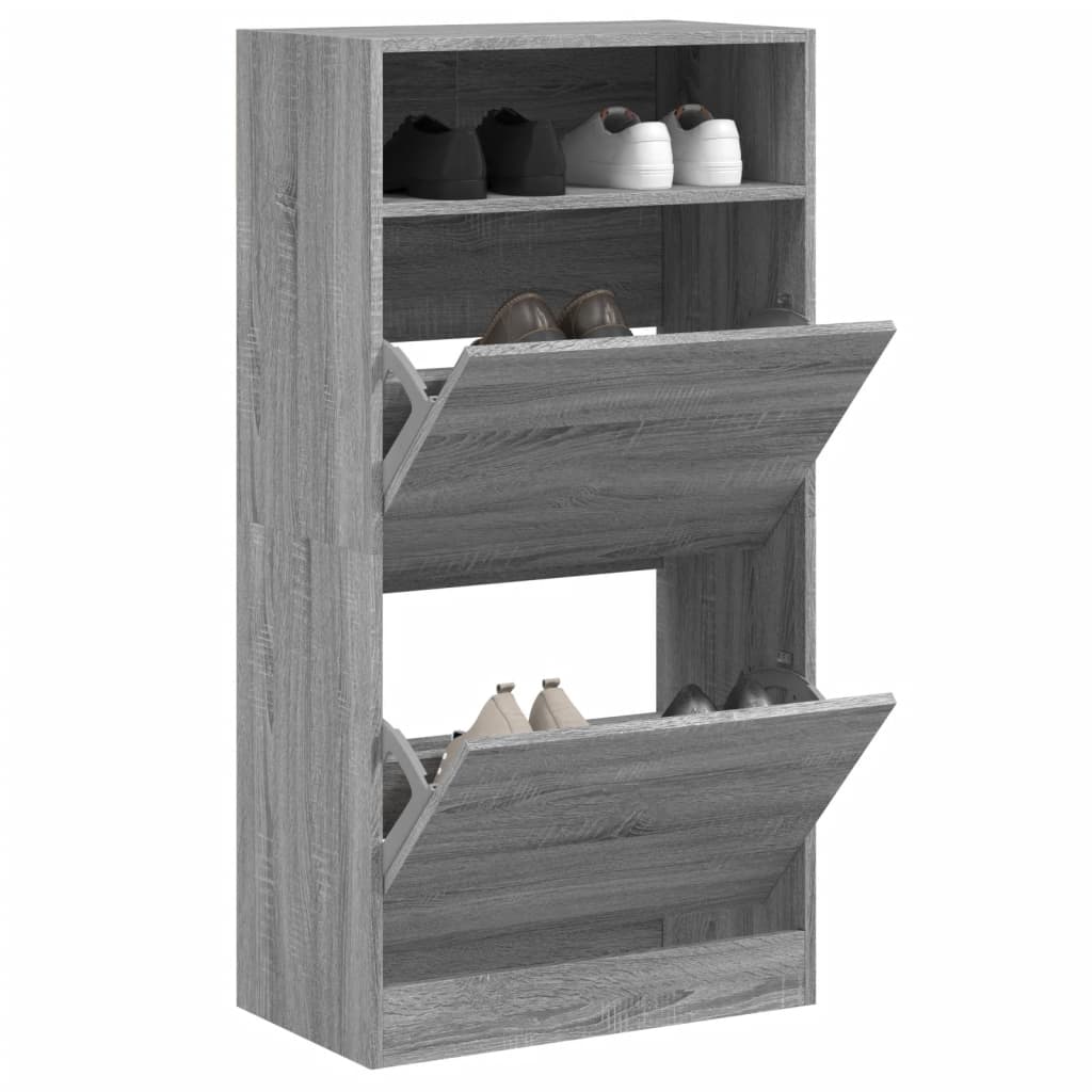 JUNG Vida Schuhschrank Grau Sonoma 60x34x116 cm Holzwerkstoff