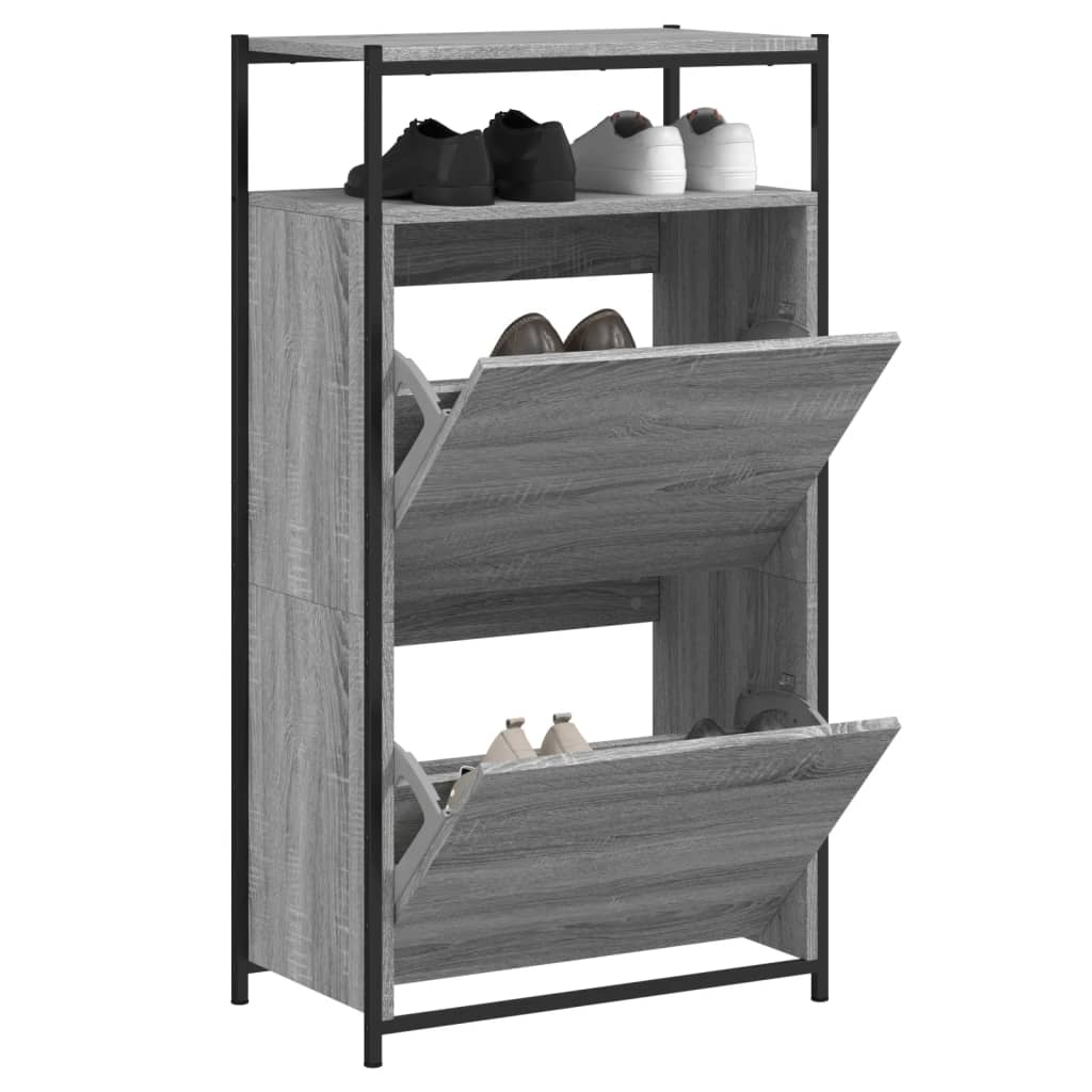 JUNG Vida Schuhschrank Grau Sonoma 60x34x112 cm Holzwerkstoff