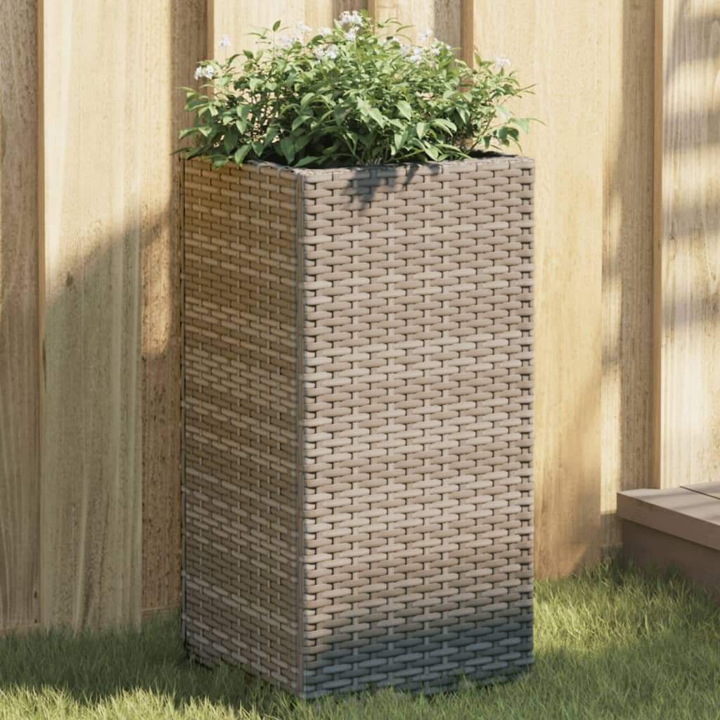 JUNG Vida Pflanzkübel Grau 30x30x60 cm Poly Rattan