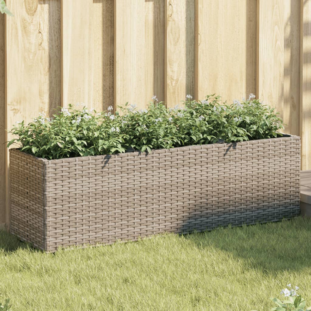 JUNG Vida Hochbeet mit 3 Fächern Grau 105x30x32 cm Poly Rattan