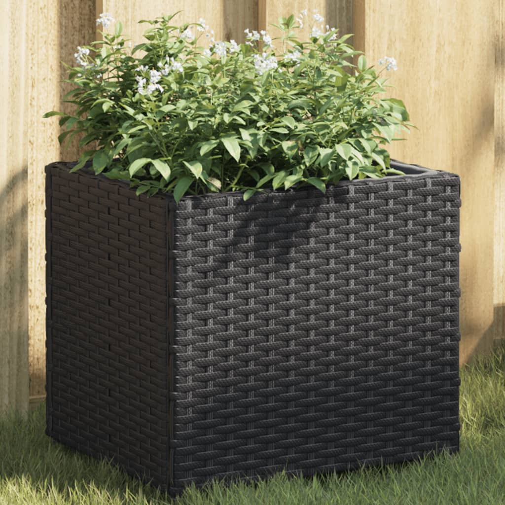 JUNG Vida Pflanzkübel Schwarz 36x30x32 cm Poly Rattan