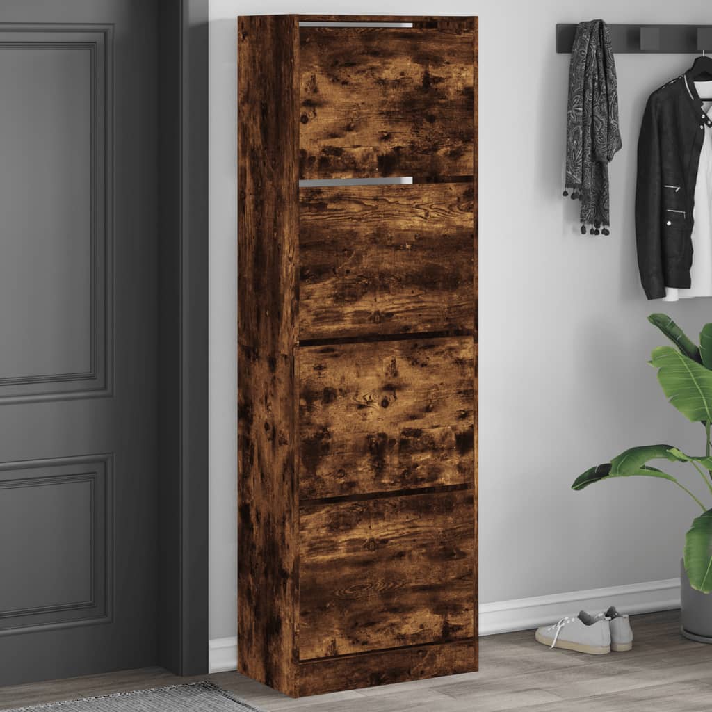 JUNG Vida Schuhschrank mit 4 Klappen Räuchereiche 60x34x187,5 cm