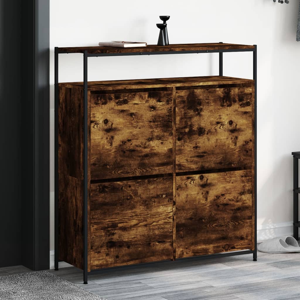 JUNG Vida Schuhschrank mit 4 Klappen Räuchereiche 100x34x112 cm