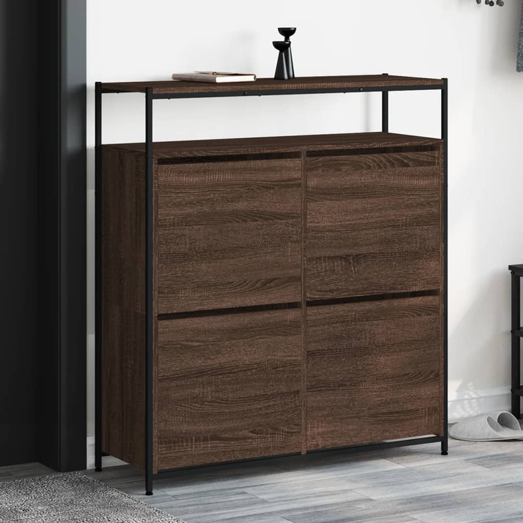 JUNG Vida Schuhschrank mit 4 Klappen Braun Eiche-Optik 100x34x112 cm