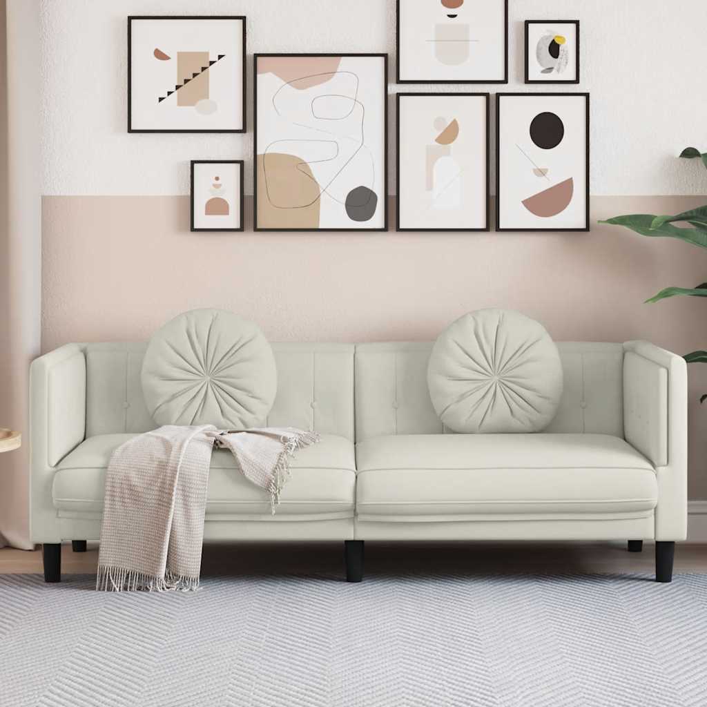 JUNG Vida Sofa mit Kissen 3-Sitzer Creme Samt