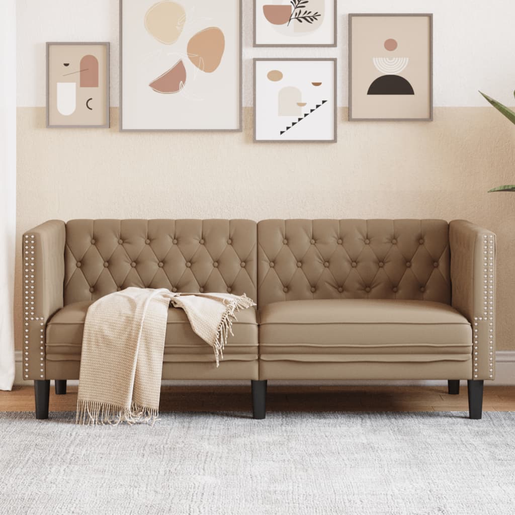 JUNG Vida Chesterfield-Sofa 2-Sitzer Cappuccino Kunstleder