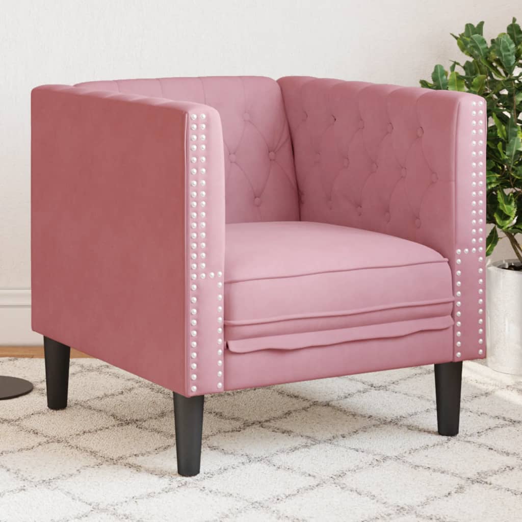 JUNG Vida Chesterfield-Sessel Rosa Samt