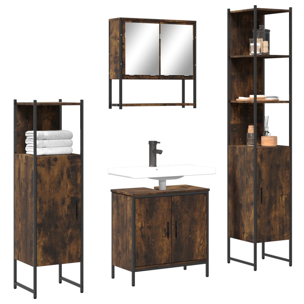 JUNG Vida 4-tlg. Badmöbel-Set Räuchereiche Holzwerkstoff