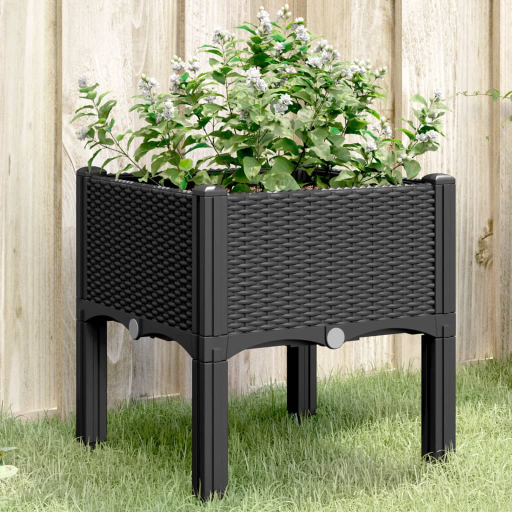 JUNG Vida Pflanzkasten mit Beinen Schwarz 40x40x42 cm PP