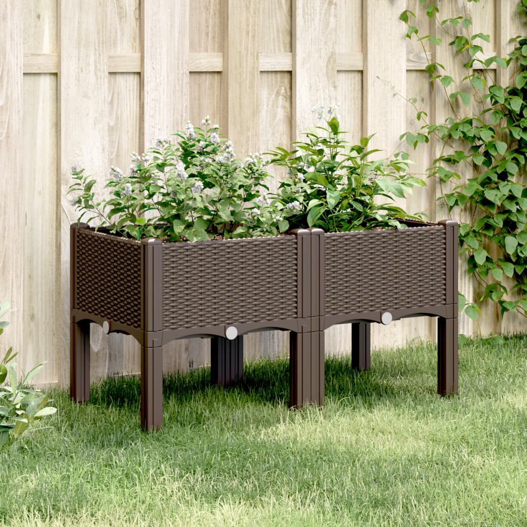 JUNG Vida Pflanzkasten mit Beinen Braun 80x40x42 cm PP