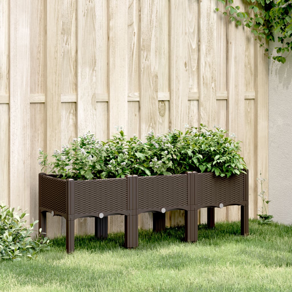 JUNG Vida Pflanzkasten mit Beinen Braun 120x40x42 cm PP