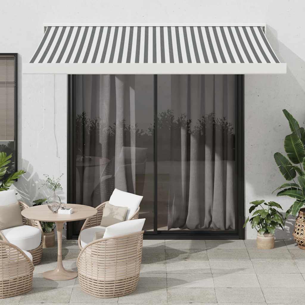 JUNG Vida Markise Einziehbar Anthrazit & Weiß 3,5x2,5 m Stoff & Aluminium