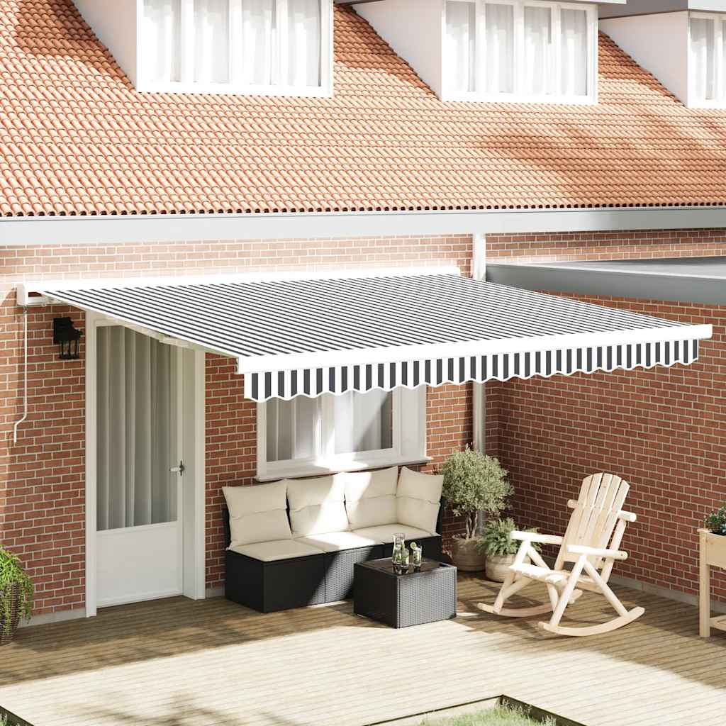 JUNG Vida Markise Einziehbar Anthrazit und Weiß 4x3 m Stoff und Aluminium