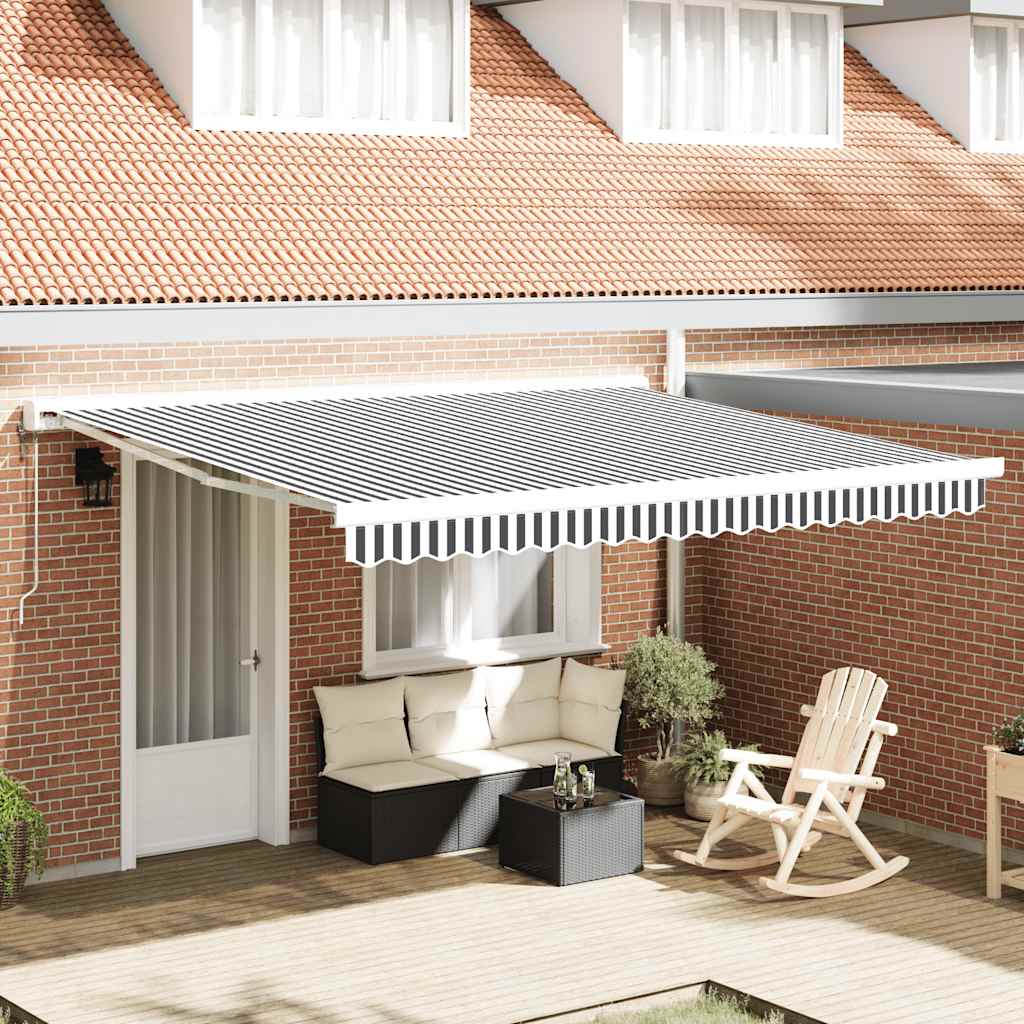 JUNG Vida Markise Einziehbar Anthrazit und Weiß 4x3 m Stoff und Aluminium