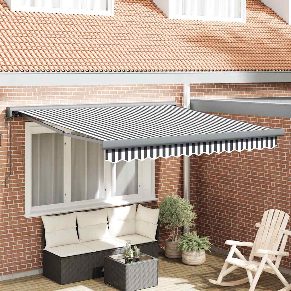 JUNG Vida Markise Einziehbar Anthrazit und Weiß 3x2,5 m Stoff & Aluminium