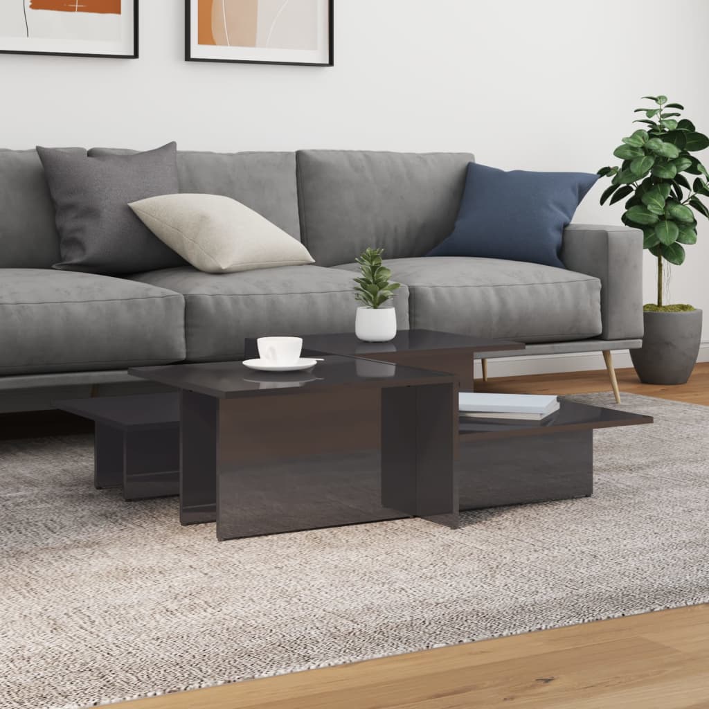JUNG Vida Couchtische 2 Stk. Hochglanz-Grau Holzwerkstoff