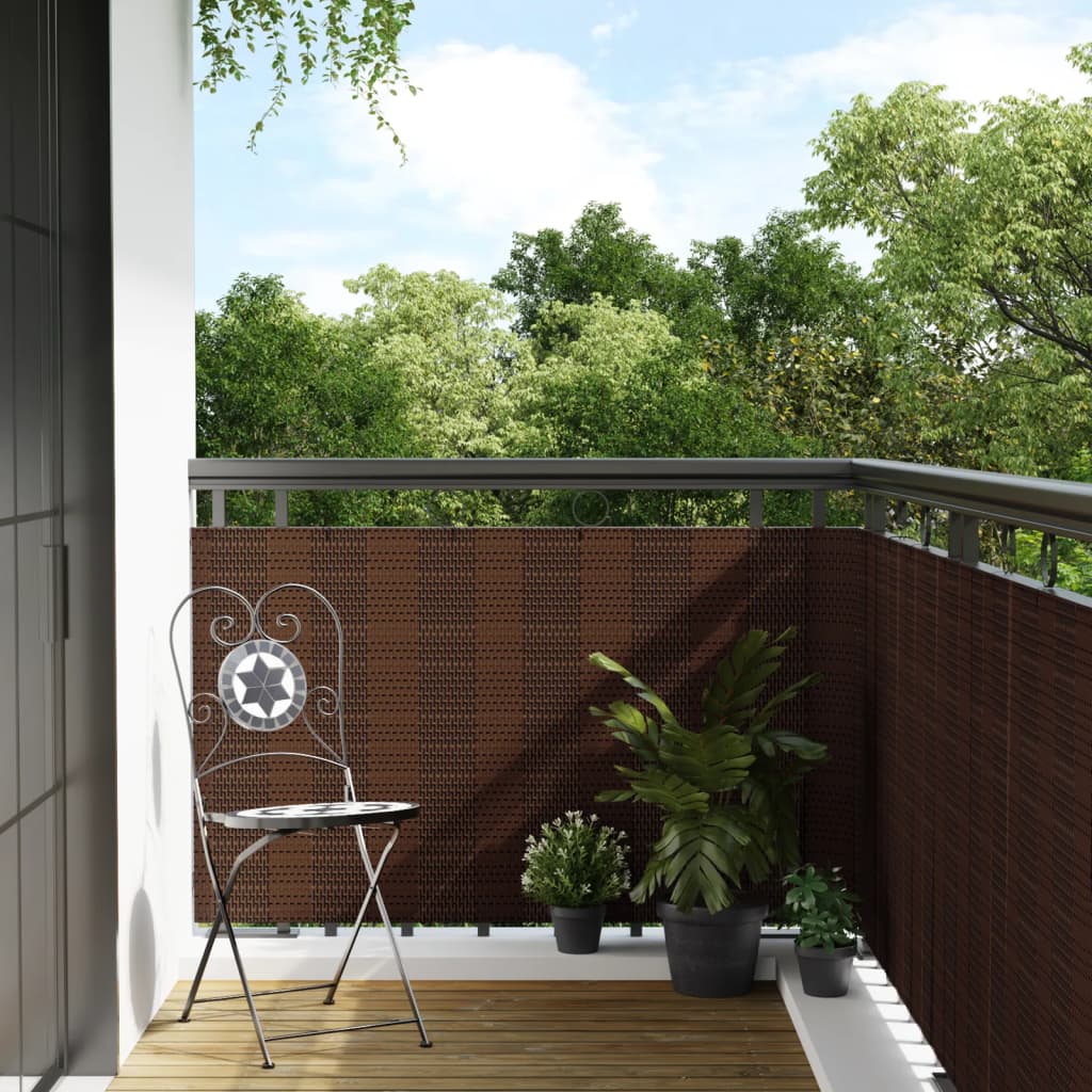 JUNG Vida Balkon-Sichtschutz Braun und Schwarz 300x100 cm Poly Rattan