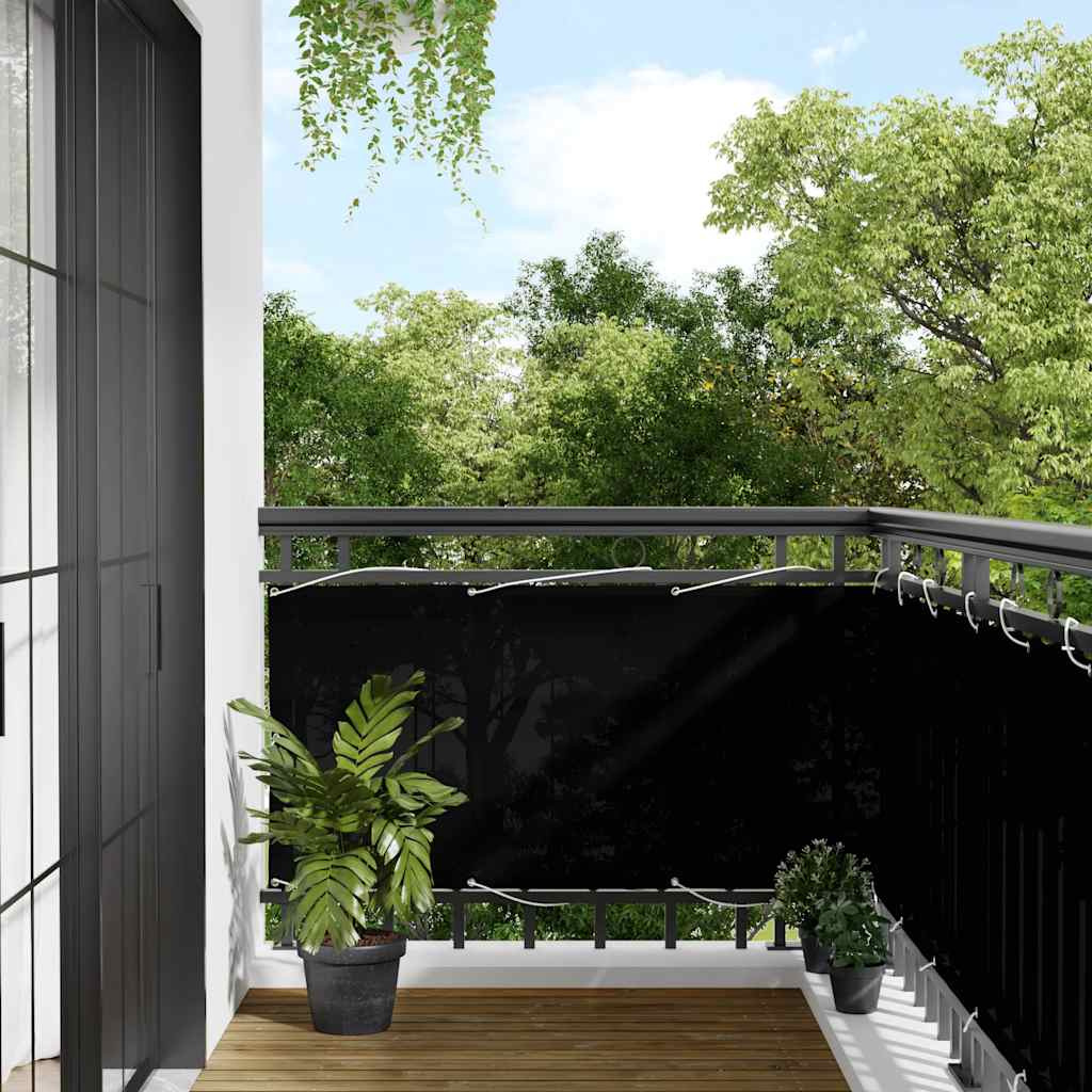 JUNG Vida Balkon-Sichtschutz Schwarz 75x700 cm 100 % Polyester-Oxford