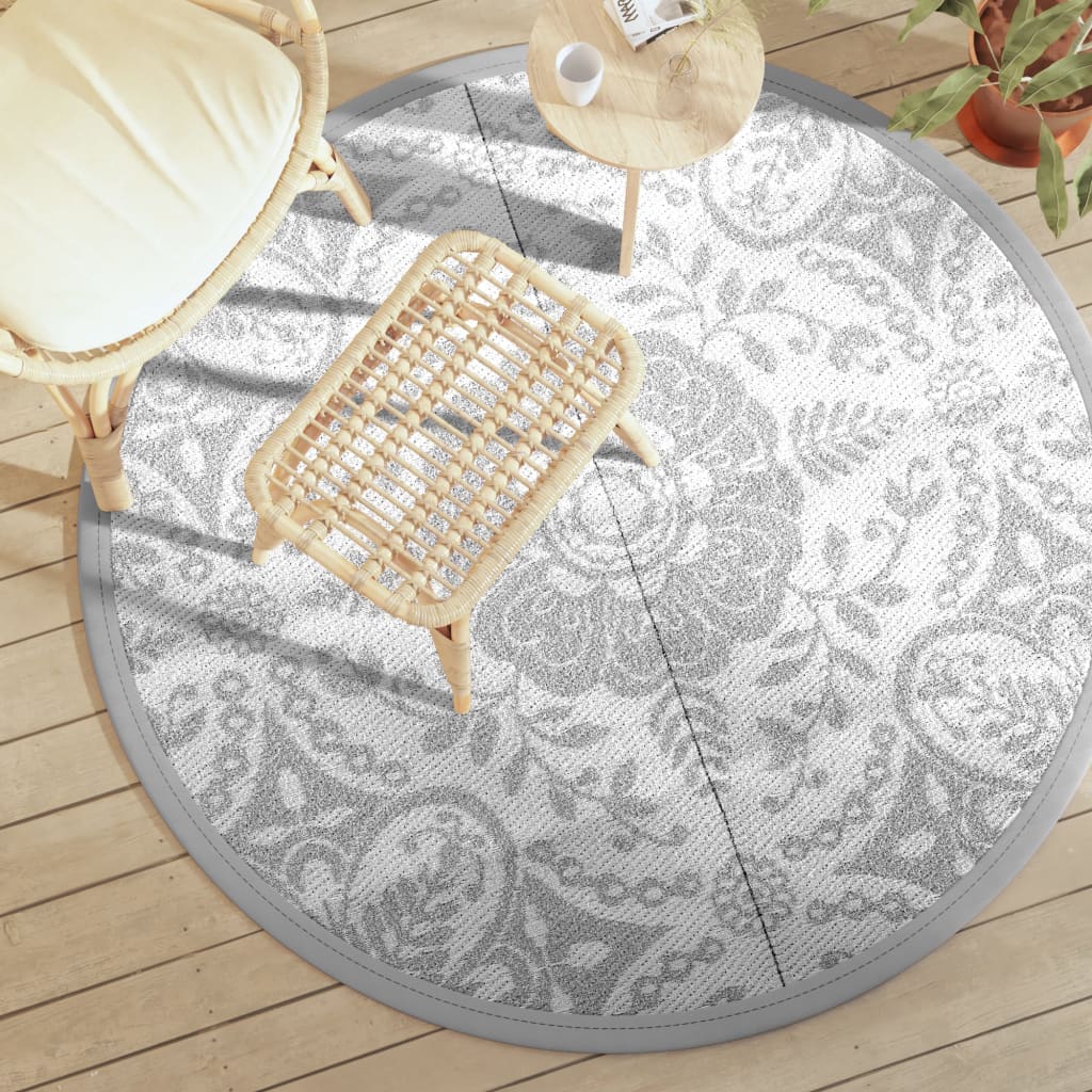 JUNG Vida Outdoor-Teppich ARAKIL Hellgrau Ø160 cm PP