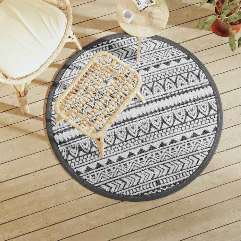 JUNG Vida Outdoor-Teppich ARAKIL Schwarz Ø120 cm PP
