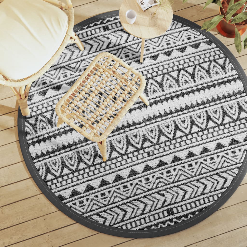 JUNG Vida Outdoor-Teppich ARAKIL Schwarz Ø160 cm PP