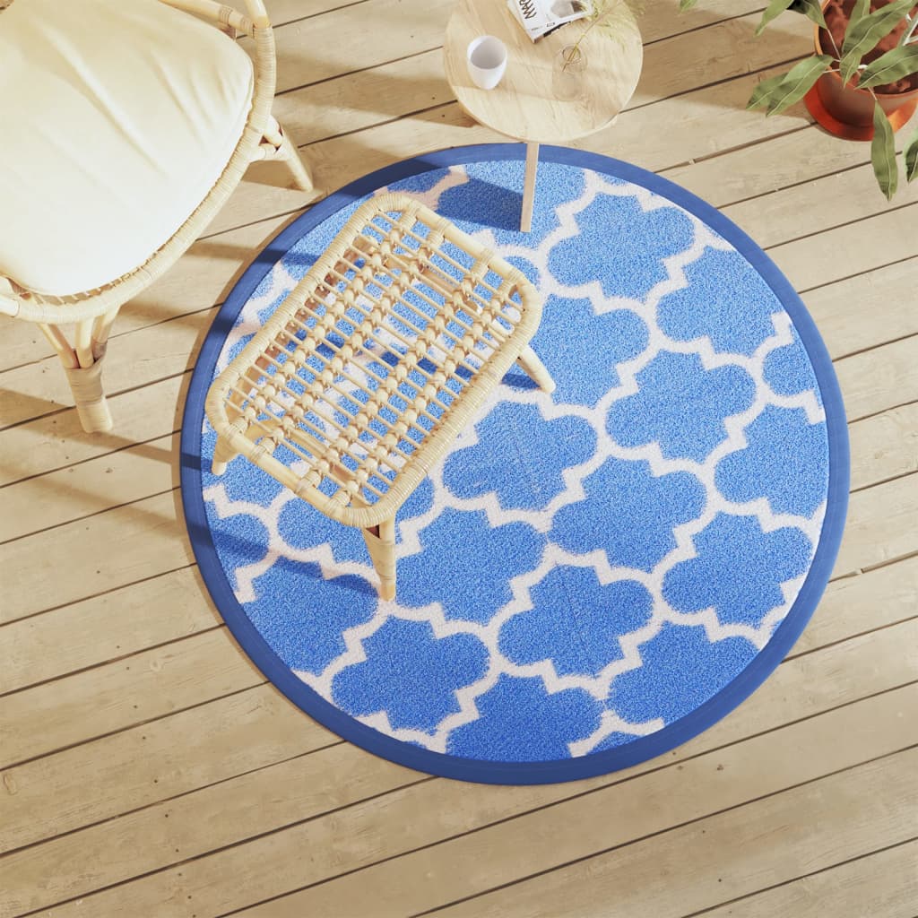 JUNG Vida Outdoor-Teppich ARAKIL Blau Ø120 cm PP