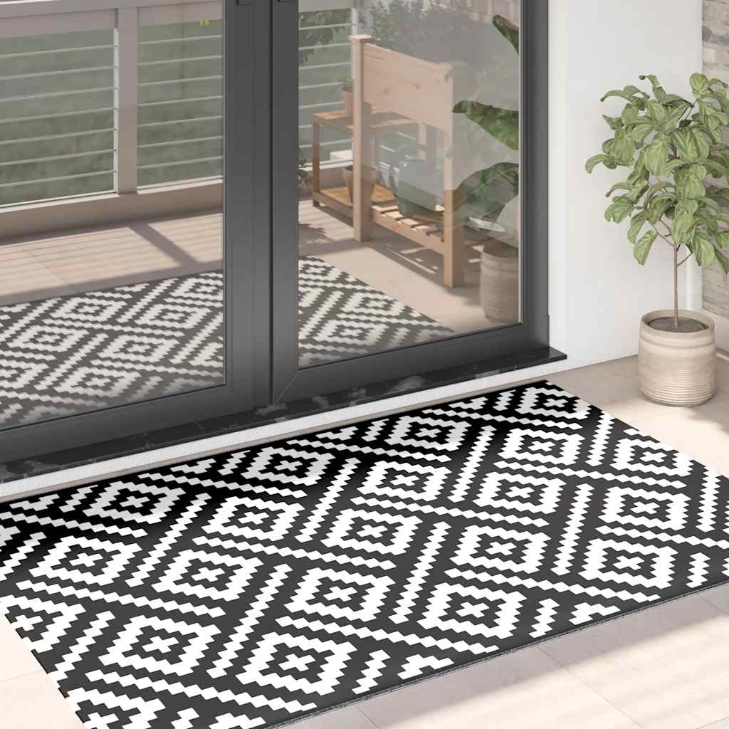 JUNG Vida Outdoor-Teppich ARAKIL Weiß und Schwarz 120x180 cm PP
