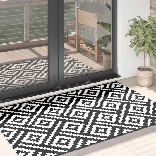 JUNG Vida Outdoor-Teppich ARAKIL Weiß und Schwarz 120x180 cm PP