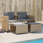 JUNG Vida Gartensofa 2-Sitzer mit Tisch und Hockern Beige Poly Rattan