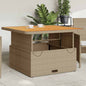 JUNG Vida Gartentisch Beige 110x110x71 cm Poly Rattan und Akazienholz
