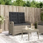 JUNG Vida Gartenbank Verstellbar mit Kissen Hellgrau Poly Rattan