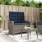 JUNG Vida Gartenbank Verstellbar mit Kissen Grau Poly Rattan