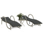 JUNG Vida Sonnenliegen 2 Stk. mit Tisch Hellgrau Poly Rattan