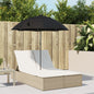 JUNG Vida Doppel-Sonnenliege mit Kissen & Sonnenschirm Beige Poly Rattan