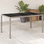 JUNG Vida Gartentisch mit Glasplatte Hellgrau 150x90x75 cm Poly Rattan