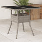 JUNG Vida Gartentisch mit Glasplatte Hellgrau 80x80x75 cm Poly Rattan
